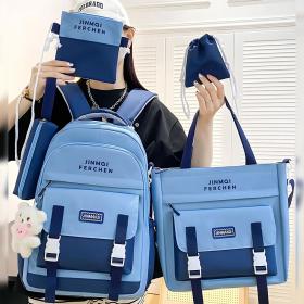 Ensemble de sacs d’école Kawai pour adolescents 5Pcs Bieyoumi Fashion Bleu – محفظة 5 قطع كاواي أزرق
