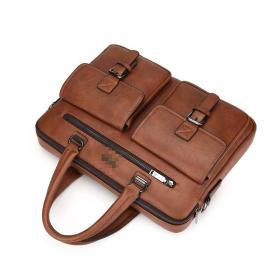 Cartable Homme en Simili Cuir Design Élégant Jeep Marron Foncé – حقيبة جلدية لون بني داكن