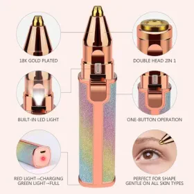 Rasoir électrique 2 en 1 pour femmes Rechargeable épilateur Facial sans douleur