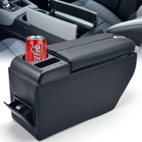 Organisateur de Console Centrale Voiture avec Accoudoir et Porte-Gobelet USB – منظم أغراض ومسند سيارة