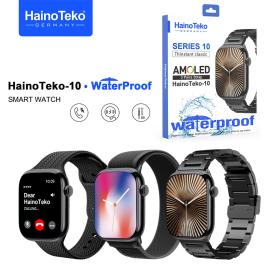 Smart Watch Étanche HainoTeko-10 avec 3 bracelets de luxe en acier inoxydable et silicone – ساعة ذكية أصلية