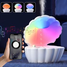 Humidificateur d’air et Haut Parleur BT avec lumière d’ambiance antigravité 550ml – مكبر صوت ومعطر جو على شكل محار البحر