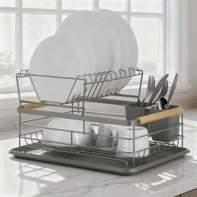 Égouttoir à vaisselle de haute qualité à deux niveaux avec plateau – مجفف أواني في المطبخ