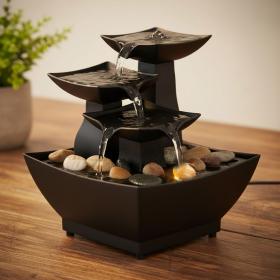 Fontaine à eau cascade avec éclairage LED pour décoration intérieure et ambiance V4