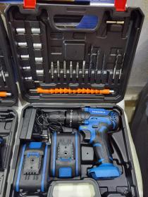 Perceuse Visseuse Marteau percussion Sans Fil power blue, 20V Visseuse Devisseuse avec 2 Batteries, 48Nm Moteur 25 Réglages de Couple, 2 Vitesses, Accessoires, Lumières LED, chargeur 20v.